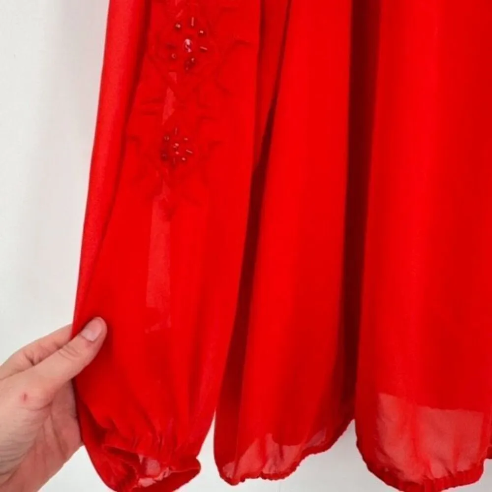 Lane Bryant‎ Orange v neck LS  embroidered tassel tie blouse size 26/28 3XL - Image 5