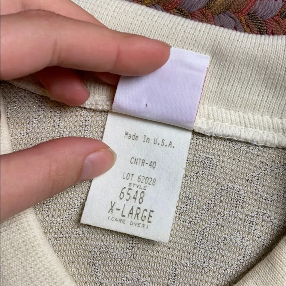 VINTAGE GOLD GLITTER CARDIGAN BUTTON UP SWEATER Size XL - Image 4