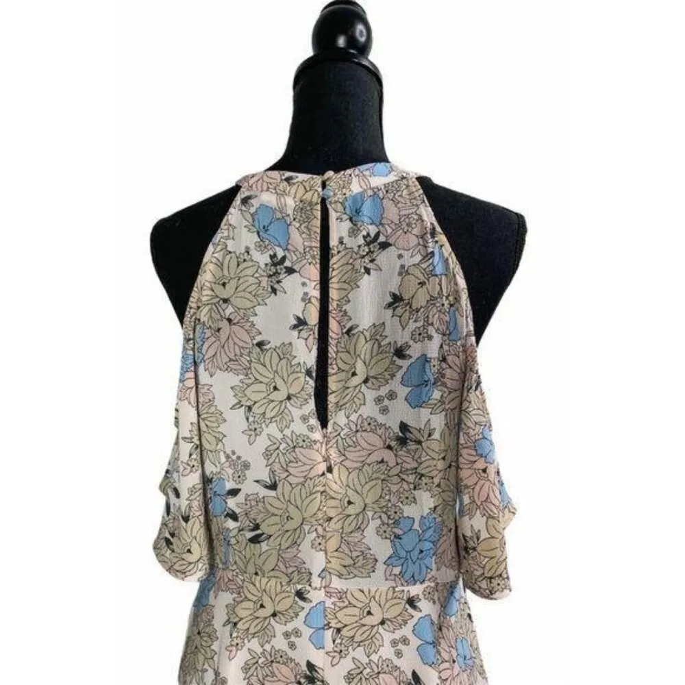 En Creme Off Shoulder Floral Print Pattern Cold Shoulder Midi Dress - Image 3