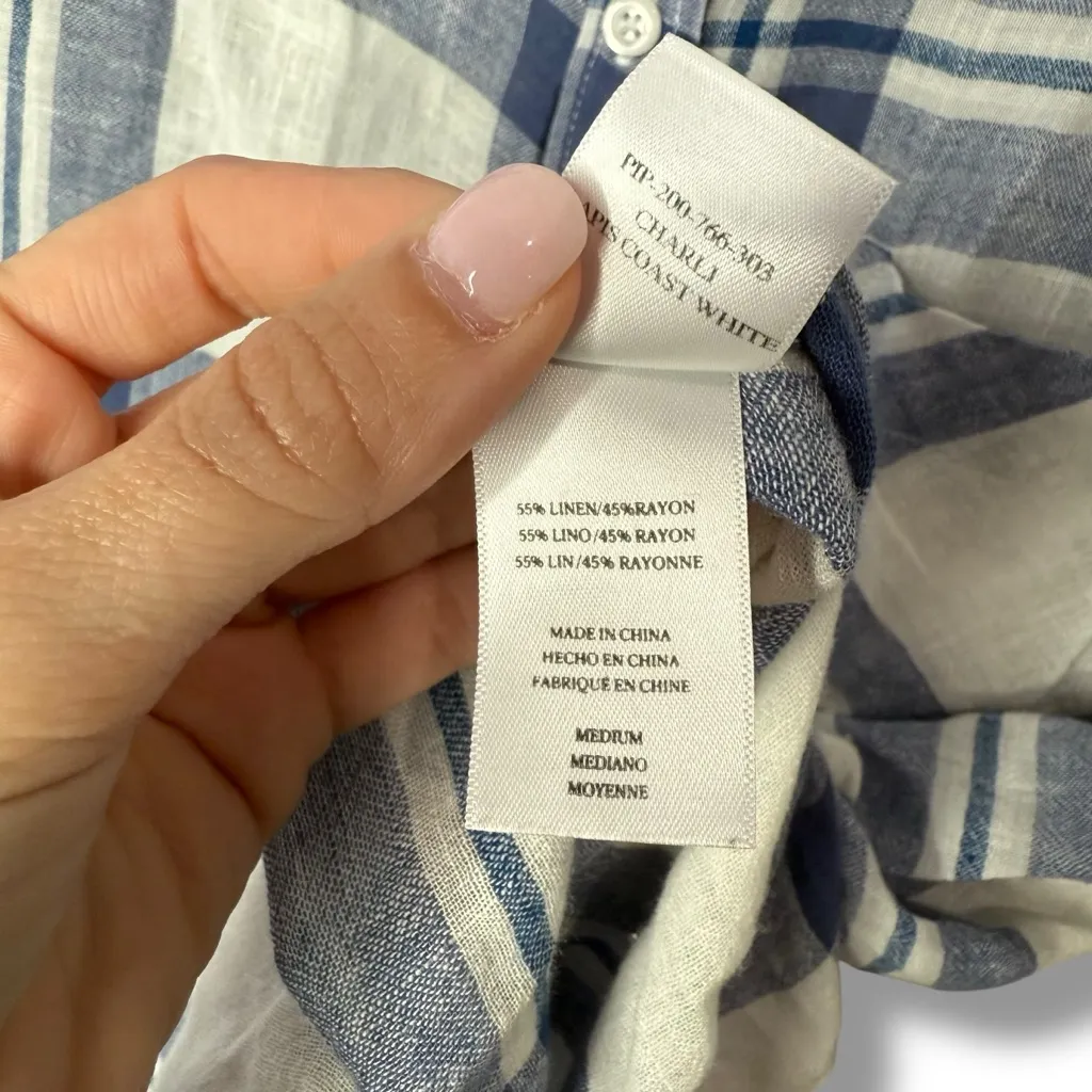 Rails Hunter White Indigo Melange Plaid Women's Size M Long Sleeve Button Shirt - Image 3