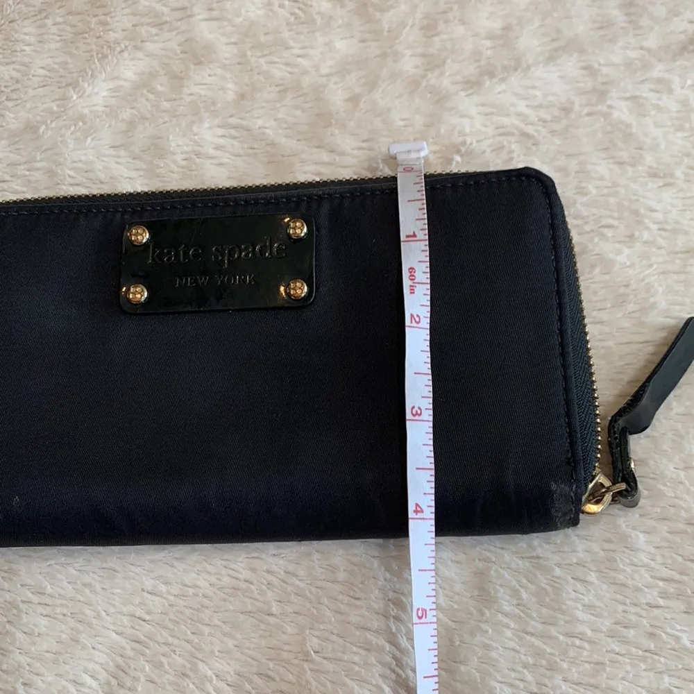 Kate Spade Zip Around Wallet Black Nylon Logo Plate - Image 12