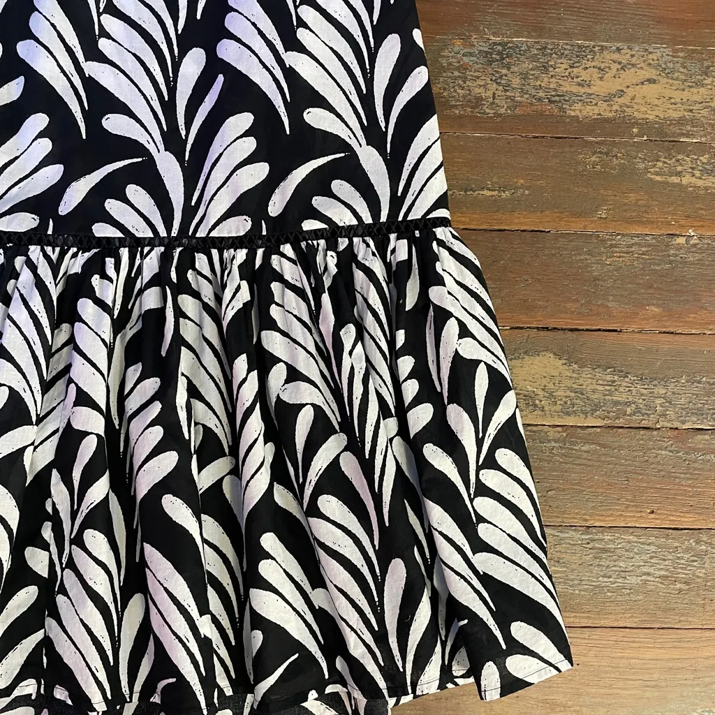 Caslon Puff Sleeve Botanical Printed Cotton Shift Drop Waist Dress - Sz M 💚🎀 - Image 12