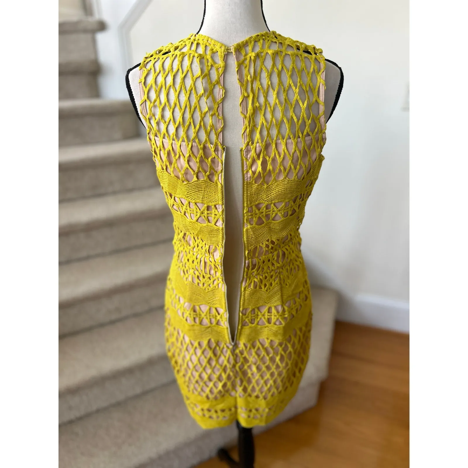 Endless Rose Guipure Chartreuse Yellow Green Lace Sleeveless Sheath Dress - Image 7