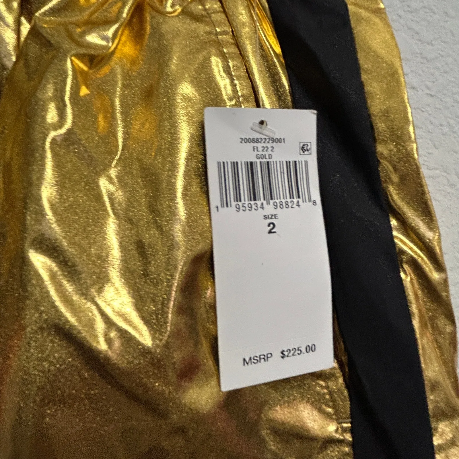 NEW Lauren Ralph Lauren Metallic Taffeta Jogger Pant Gold Black Size 2 $225 Bold - Image 10