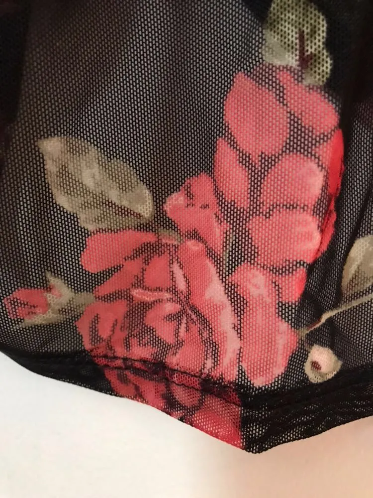 Black Mesh Floral Shirt - Image 3