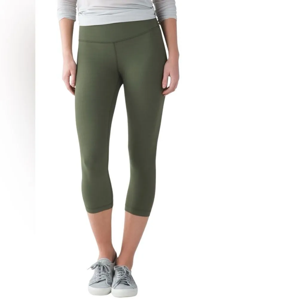  Lululemon Align Crop Leggings Fatigue Green Size 20 Nulu Like New - Image 2