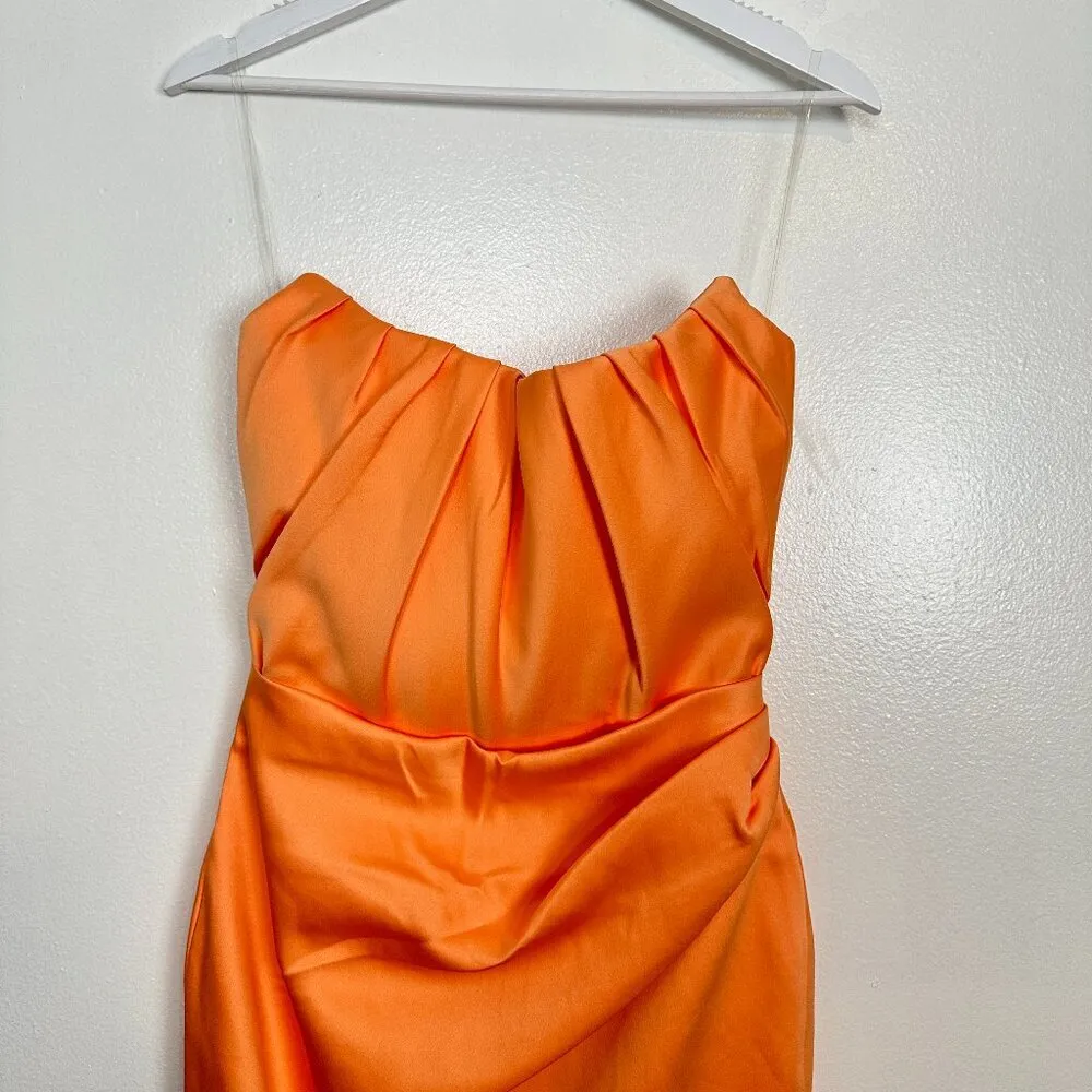 Alora Strapless Corset Midi Dress in Tangerine Size Small - Image 7