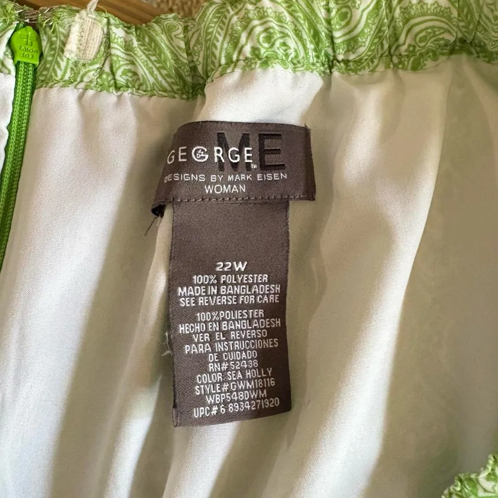 Vintage 90s y2k green and white paisley print preppy boho midi skirt Size 22W - Image 8