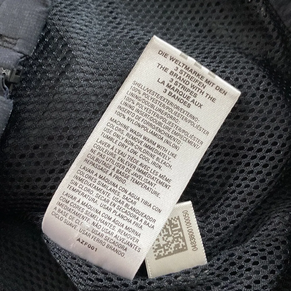 Adidas Classic Black Full Zip Windbreaker SIZE L - Image 4