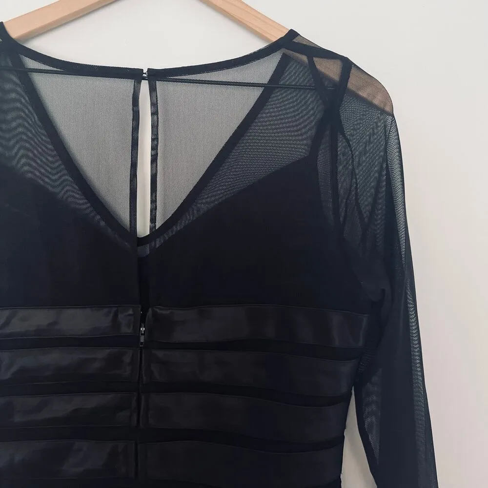 Vintage Dressbarn Women's Black Ribbed 90s Goth V-neck Corset Style Blouse sz 10 - Image 8