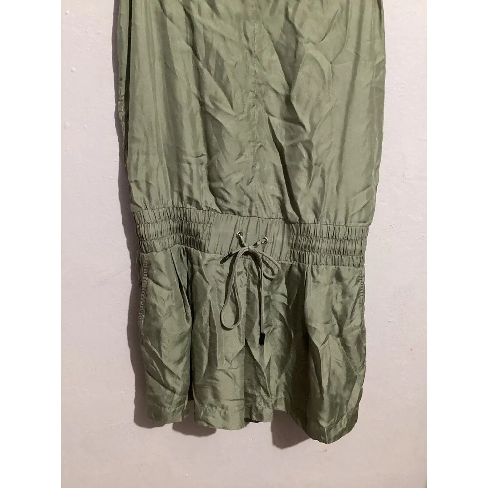 Rag & Bone Elsa 100% Silk Sleeveless Green Romper Elastic Waist 0 - Image 4