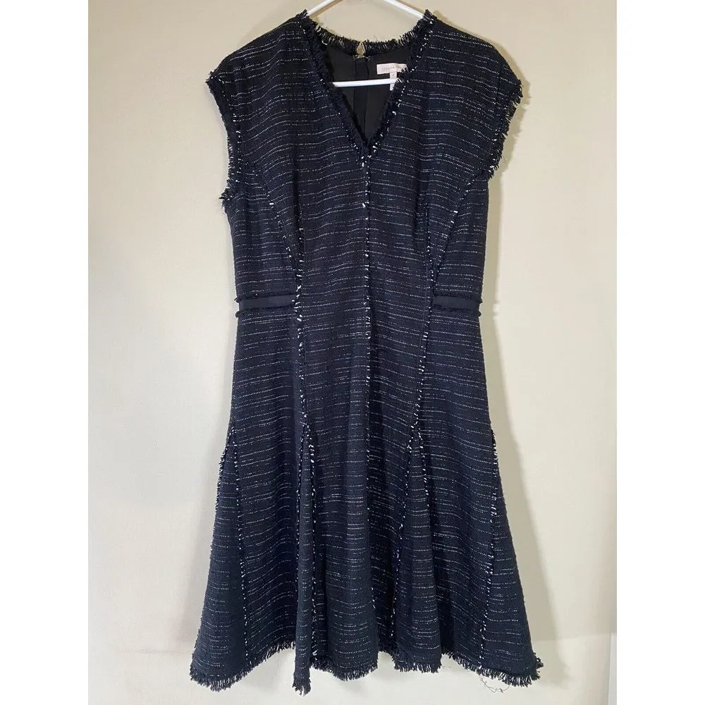Rebecca Taylor‎ Womens Dress Size 8 Black Sparkle Stretch Tweed Sleeveless $495 - Image 2