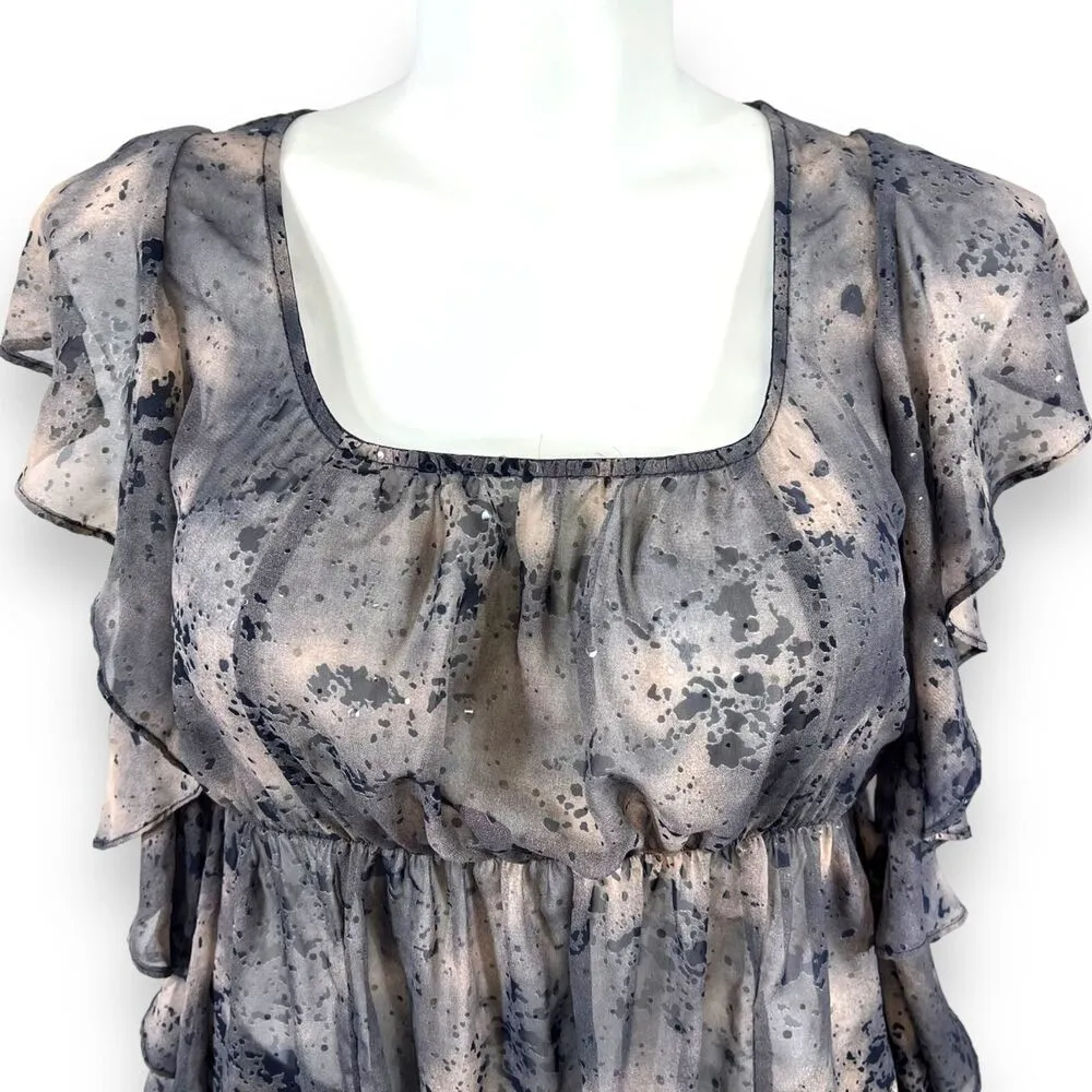 Maurices Womens Blouse Top Shirt Sheer Empire Waist Ruffled Pullover Large - Image 3