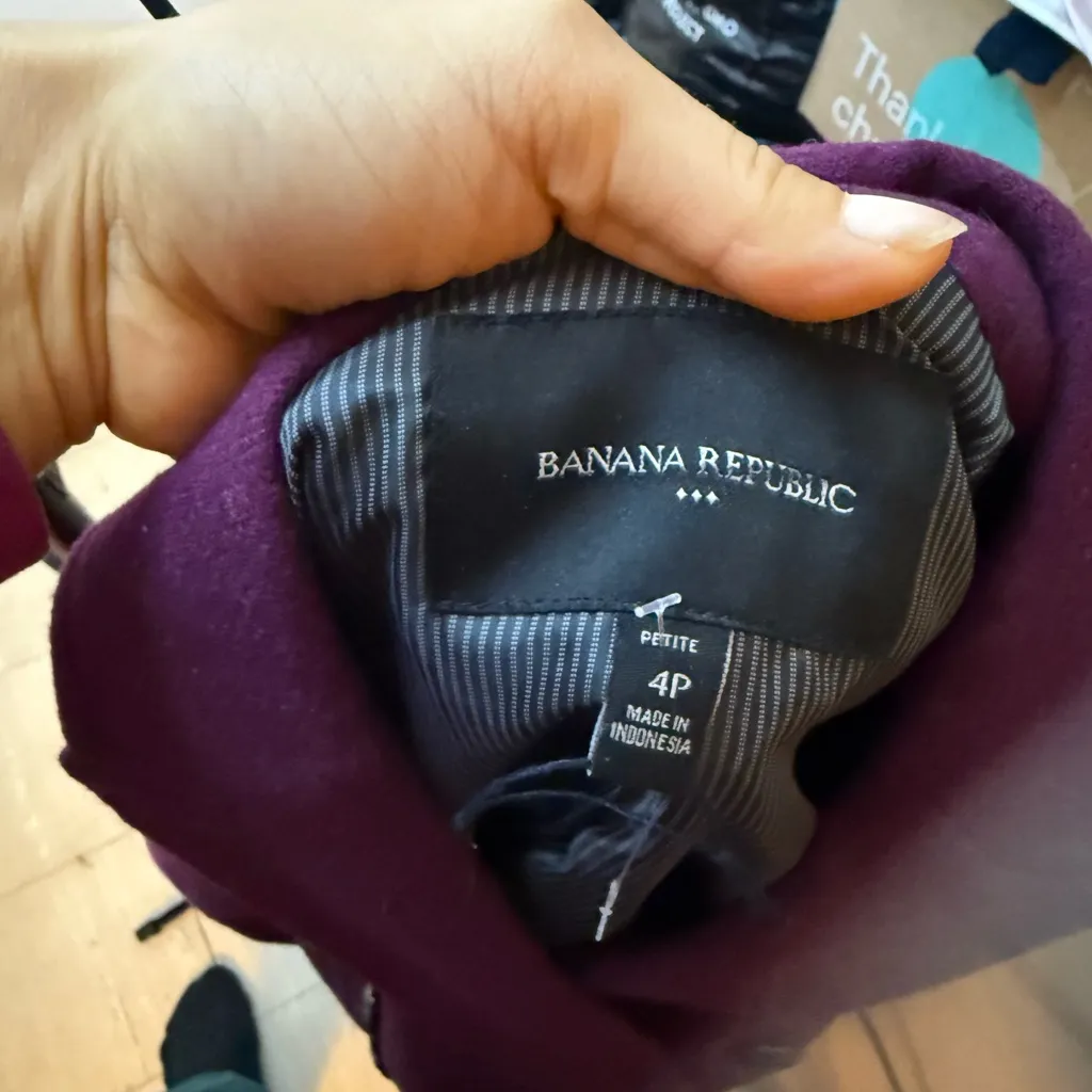 Banana Republic Plum Purple Wool Military Blazer - Image 3