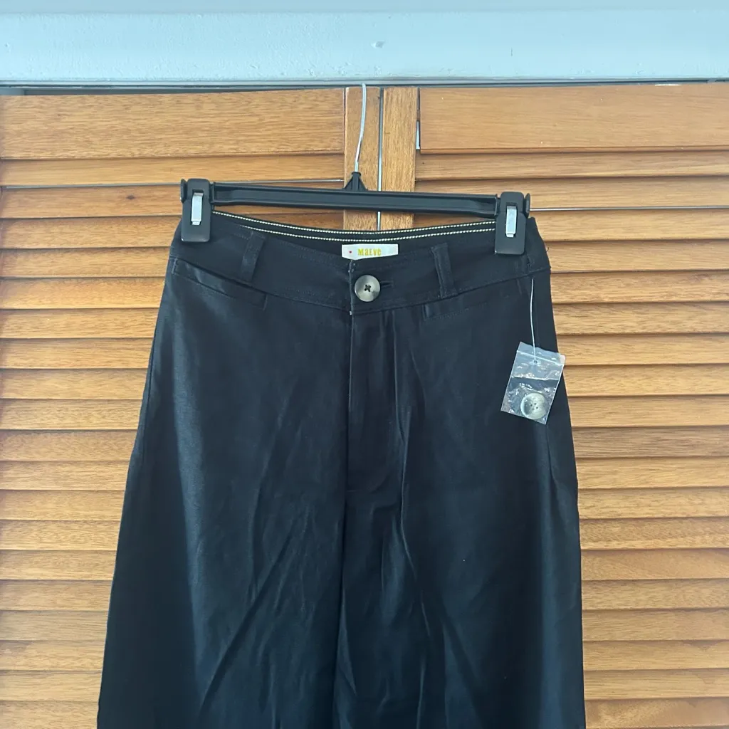 Maeve By Anthropologie Women’s Black Wide Leg Linen Dress Pants Sz 24 NWT - Image 2