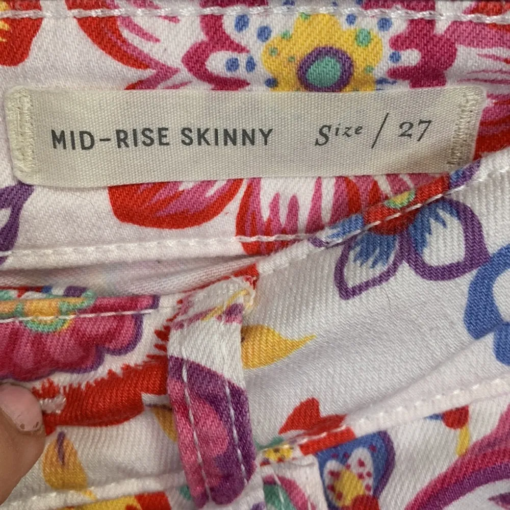 Anthropologie Floral Cottagecore Garden Pilcro Mid-Rise Skinny Jeans W-210 Sz 27 - Image 8