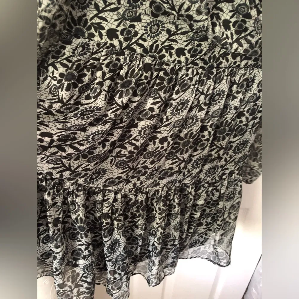 floral printed puff sleeves ruffle trim mini dress, size 8 - Image 10