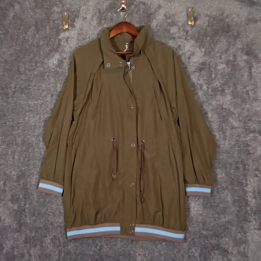 Free People Oversized Windbreaker Military Green Wind Swept Hooded Size S/P - Image 4