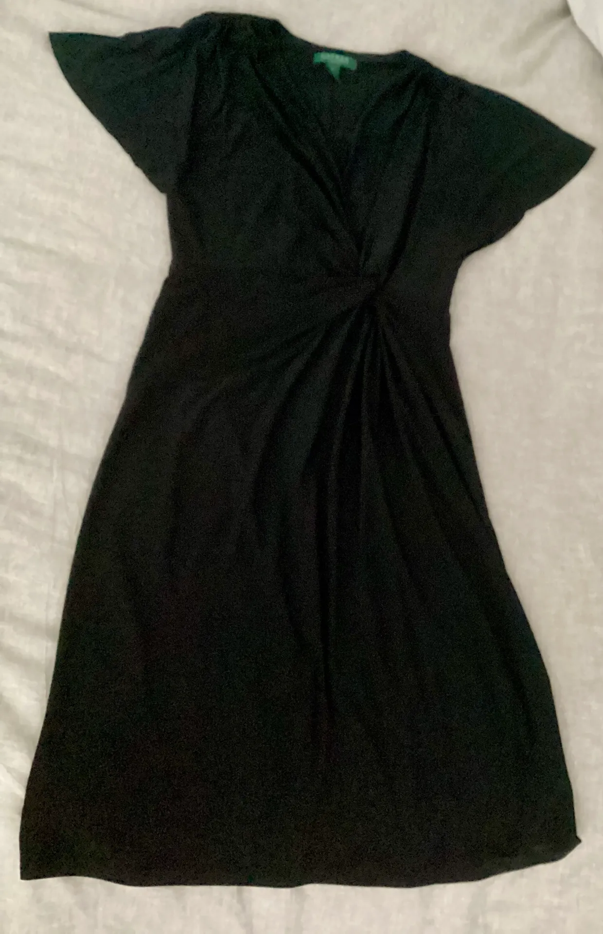 Lauren  Essentials Black Stretch Knot Front Dress Size 6 - Image 4