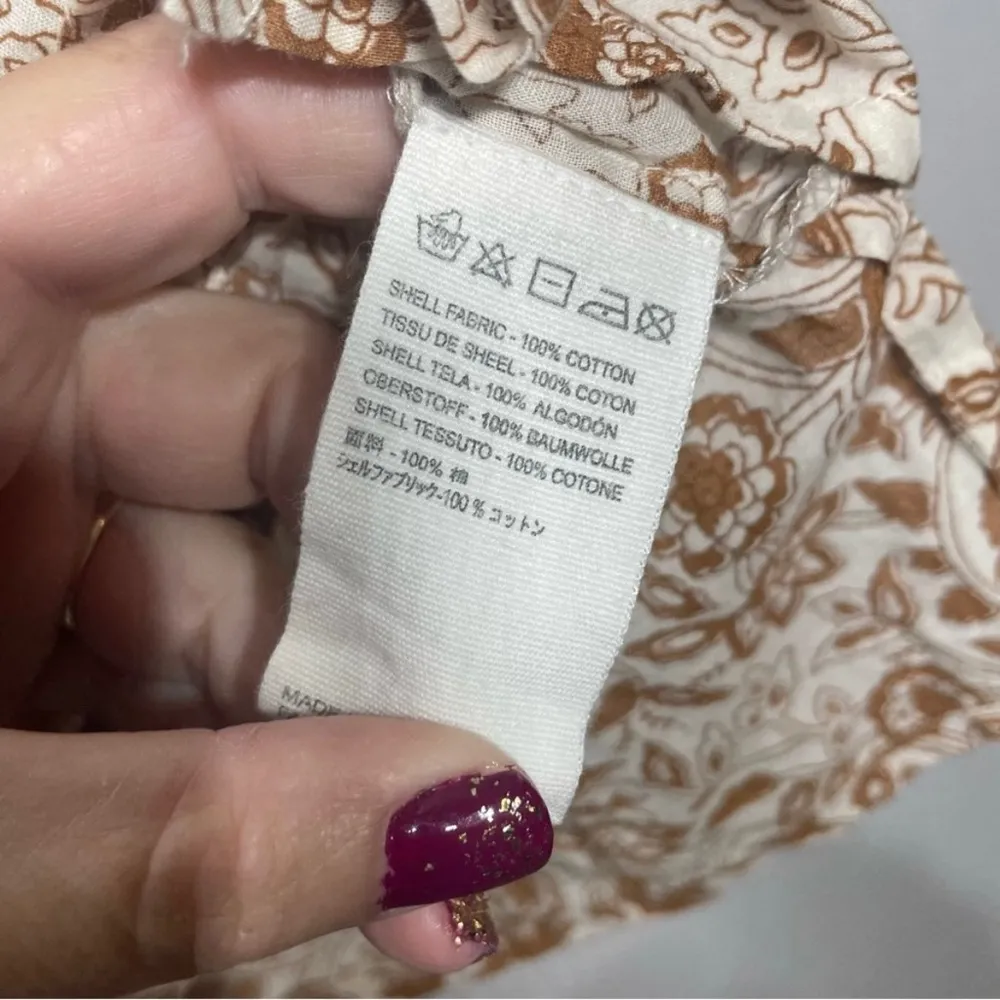 Cleobella top Reza Pintucked in Tamil Block long sleeve blouse neutral floral M - Image 5