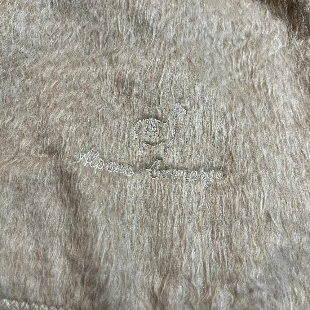 Alpaca Camargo Wool Blend Fringe Scarf Boho Cottagecore Outerwear Tan - Image 3