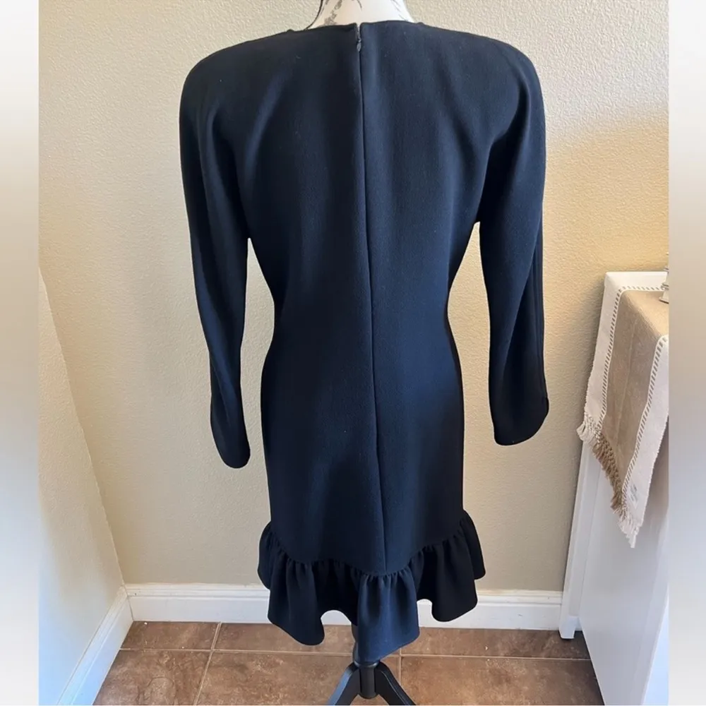 Oscar De La Renta Vintage Little Black Ruffle Dress Size 10 - Image 3