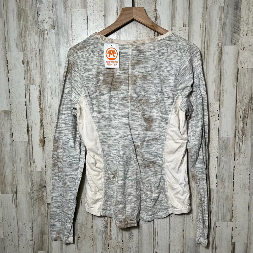American Fighter Gray White Tie Dye Long Sleeve Shirt New Womens Size XL - Image 4