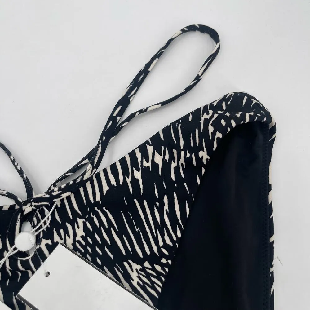 JONATHAN SIMKHAI Alani Bikini Swim Bottoms Size Medium NWT Abstract Fern B&W Black - Image 11