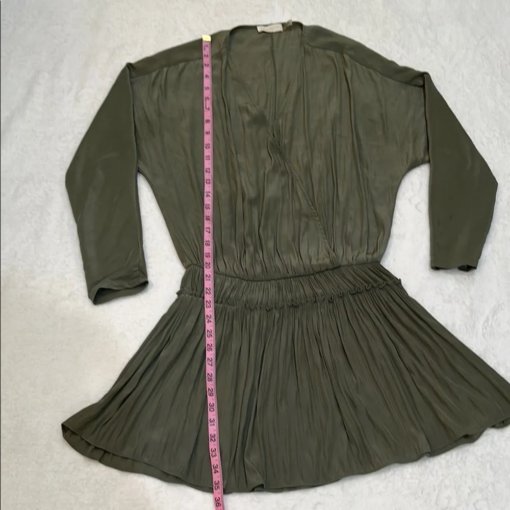 RAMY BROOK Sage Green Long Sleeve Pleated Gathered  Dress  Size S - Image 6