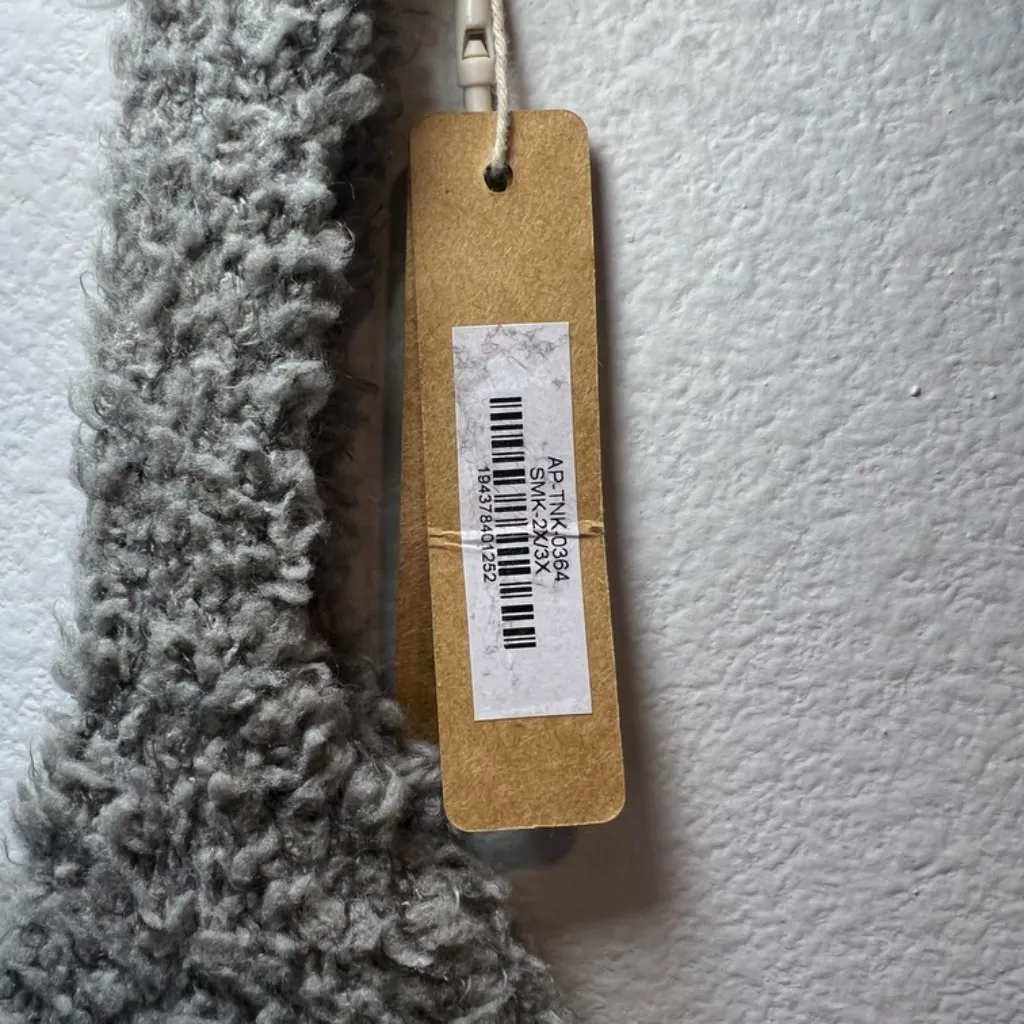 SKIMS Cozy Knit Bralette Tank Top Shirt Smoke Gray Stretch Fuzzy NEW  Size 2X/3X - Image 7