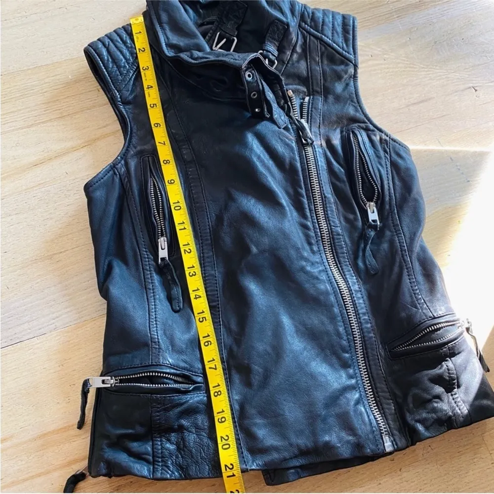 All Saints black leather moto vest NEW - Image 9