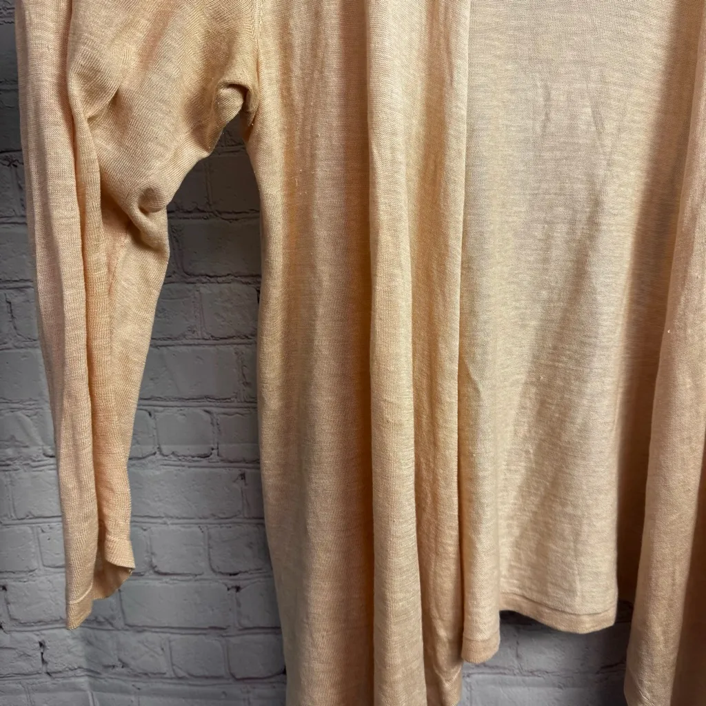 Eileen Fisher lightweight neutral silk linen blend open front cardigan size XL - Image 3