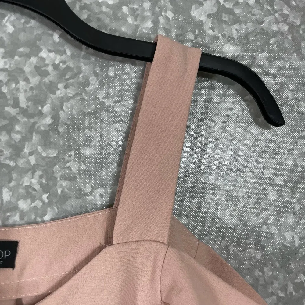 Topshop Blush Pink Y2K Cold Shoulder Ruffle Top - Size 8 - Wide Strap, Box Pleat - Image 2