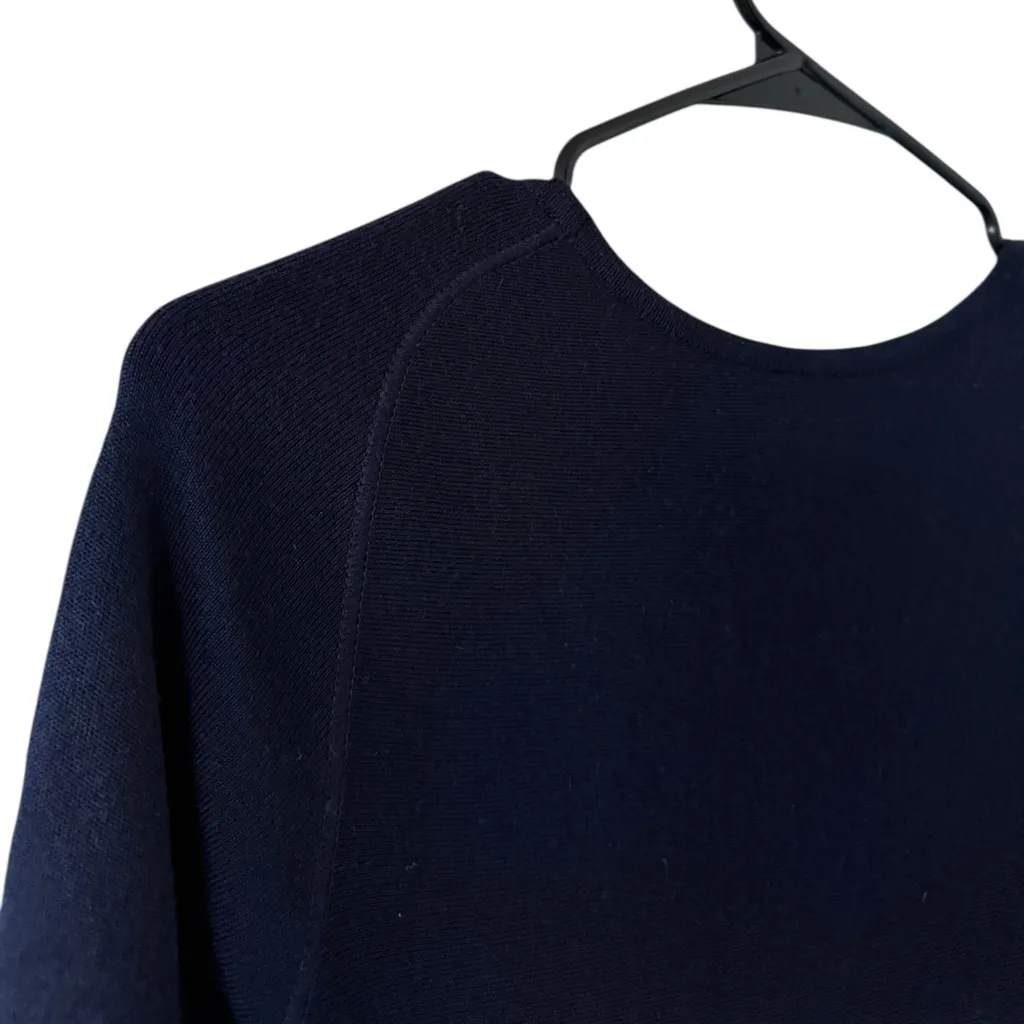 LEMAIRE Navy Long Sleeve Virgin Wool Midi Dress Blue - Image 8