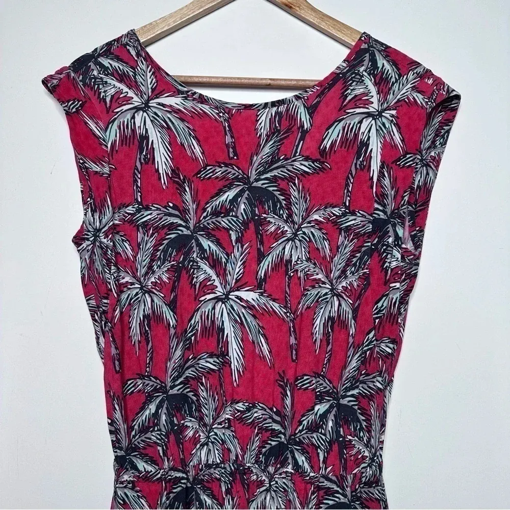 Chevignon Red Tropical Palm Tree Cap Sleeve Mini Dress Size 8 - Image 2