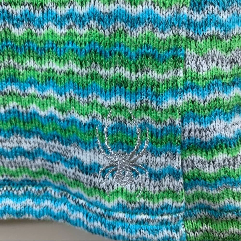 Spyder Striped Knit Fleece Green/Blue/Gray 1/4 Quarter-zip Jacket - Image 5