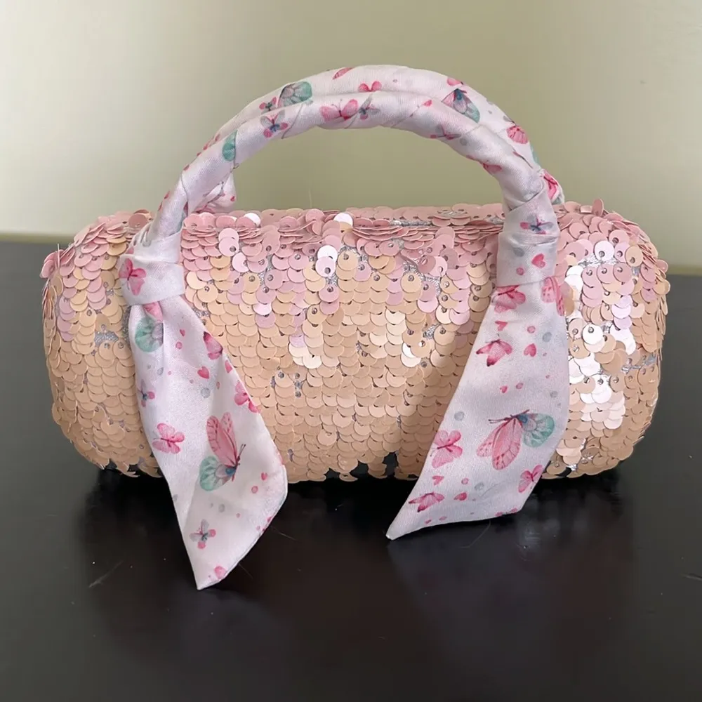 Ombré sequined flip open hard glasses case Silver - Image 3