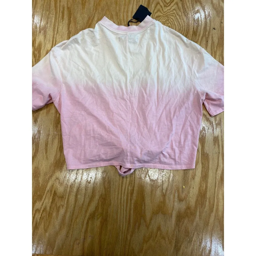 Hudson T-Shirt Women's Small Pale Rosette Short Sleeve Wrap Around Tee Top B62 - Image 5