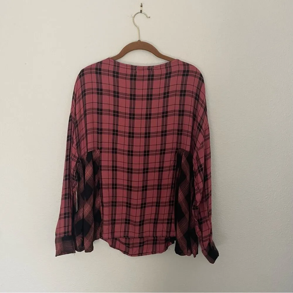 Altar’d State Rose Purple Flowy Plaid Top NWT - Image 4