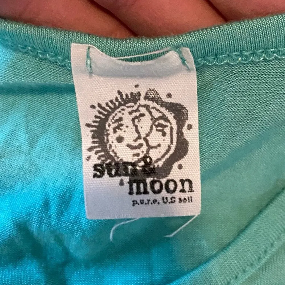 SUN & MOON Tunic Blouse Teal Size Small Multicolor Florals Green - Image 7