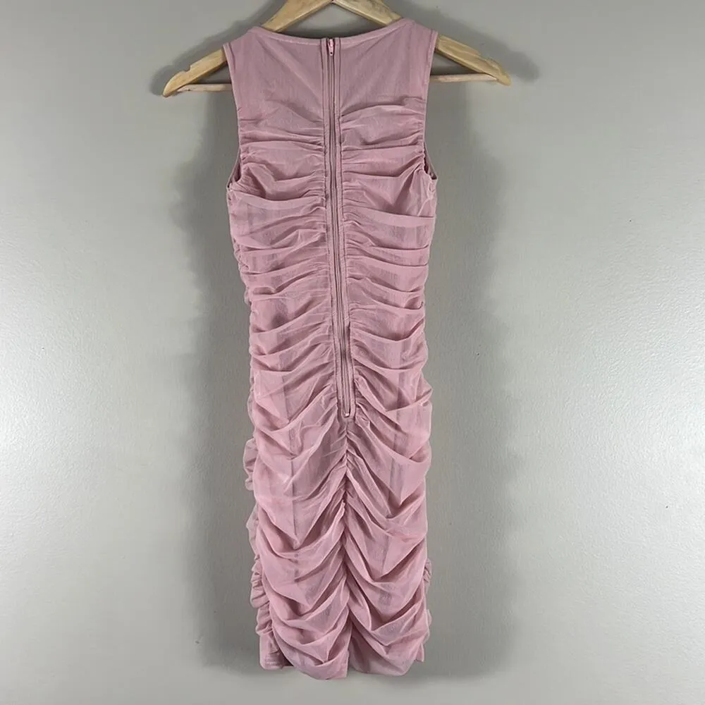 Willow and Root NWT Pink Ruched Mesh Mini Dress Size XS - Image 7