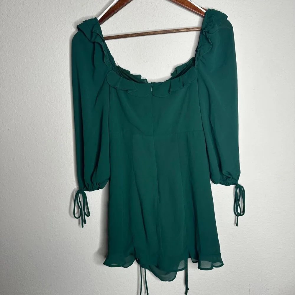 NWT Lulus It Happened in Dublin Forest Green Ruched‎ Lace-up mini dress Sz XS - Image 7