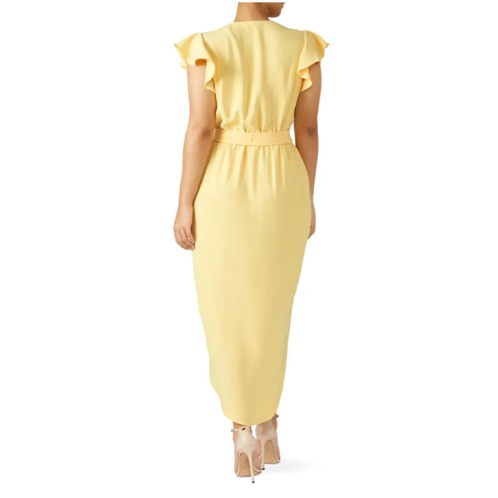 Amanda Uprichard Martinique Dress Women's Plus 2X Yellow High/Low Faux-Wrap Belt - Image 2