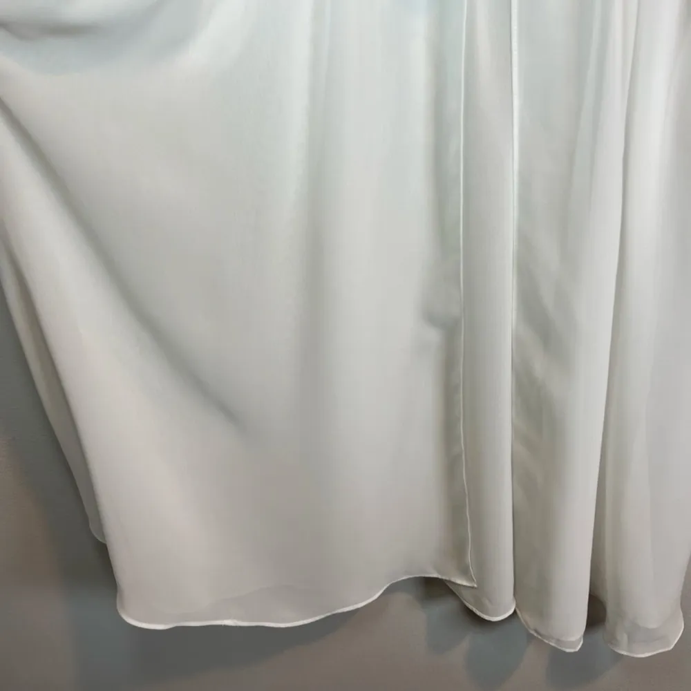 Belle Nuit Intimates Tie Waist Sheer Robe Ivory Beaded Embroidered Bridal Medium White - Image 6