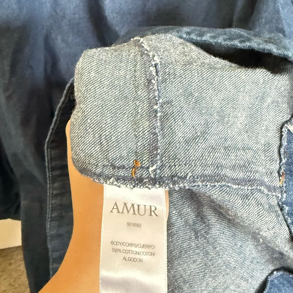 AMUR Ace Denim Shift Mini Dress Blue Size 12 - Image 5