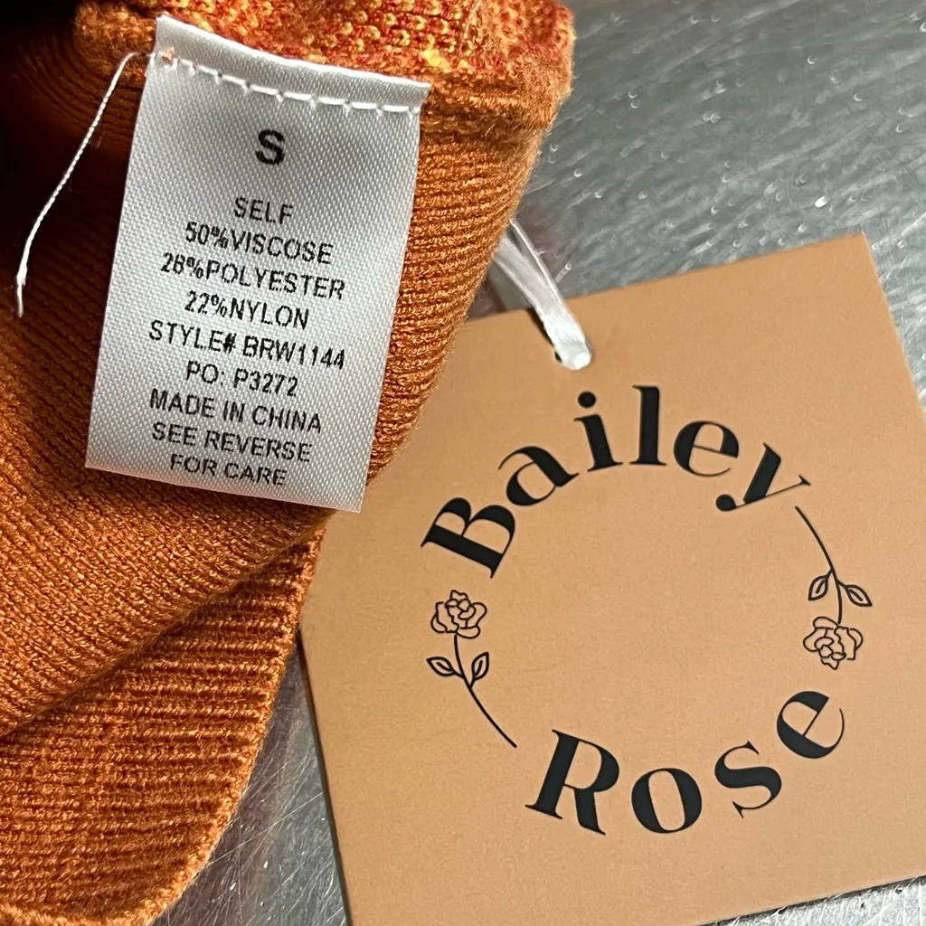 Bailey Rose Orange and Yellow Heart Cardigan Sweater - Image 6