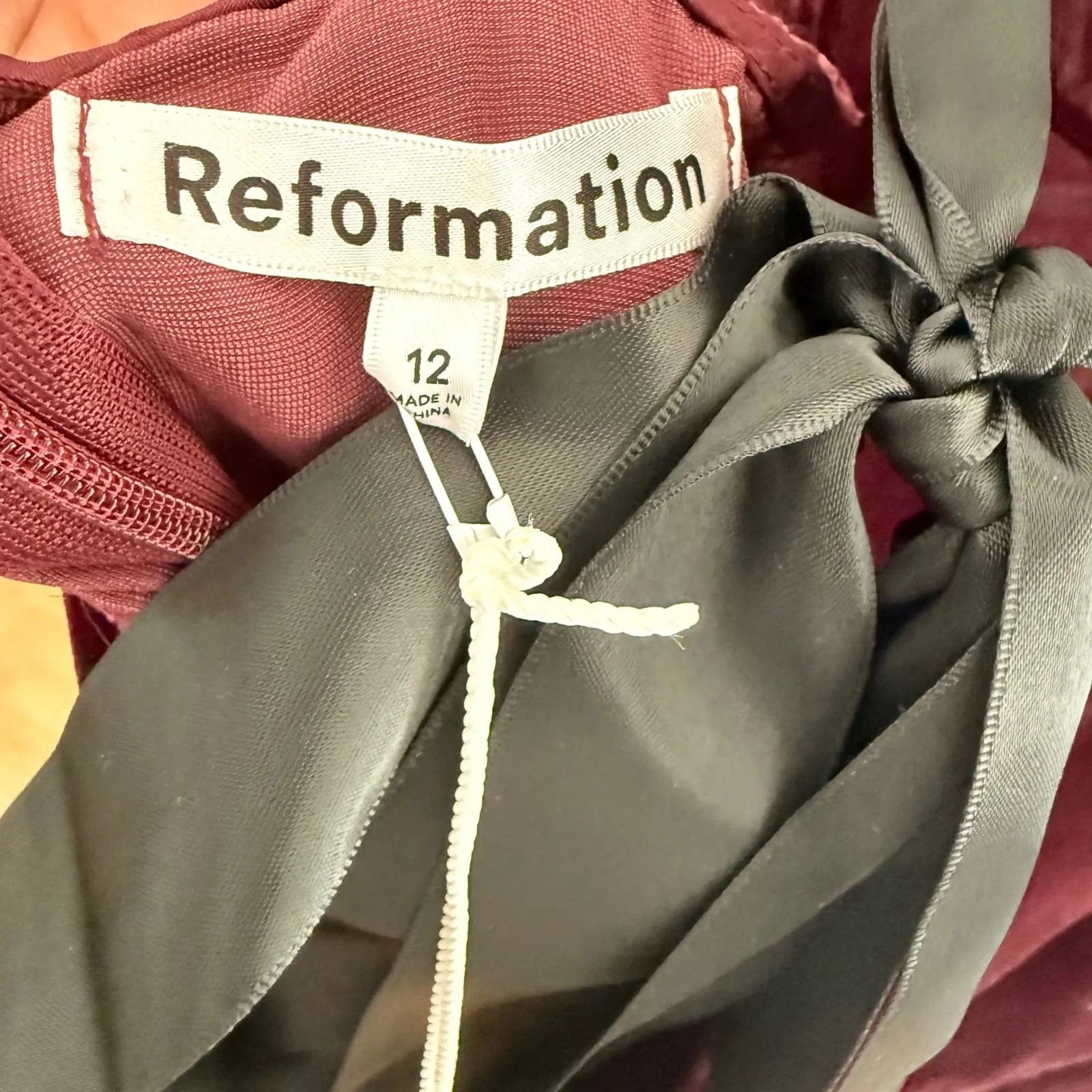 NWT Reformation Jocelyn Velvet Dress Size 12 Wine Holiday Open Back Midi Gown - Image 6