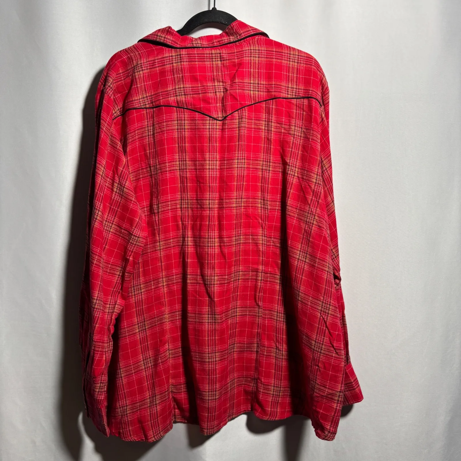 Back in the Saddle Womens Plaid Western Top 3X Red Cotton Long Sleeve Snap Front - Image 2