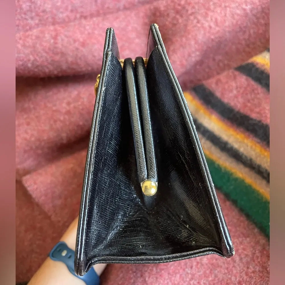 Stunning 1950s or early 1960s Morris Moskowitz Saffiano Leather evening bag Black - Image 8