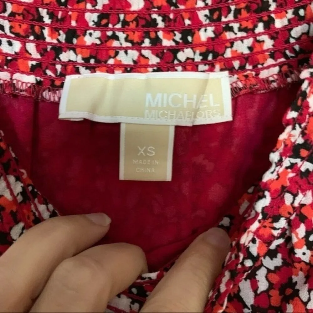 Michael kors sunari printed off shoulder ruffle long sleeve dress xs - Image 8